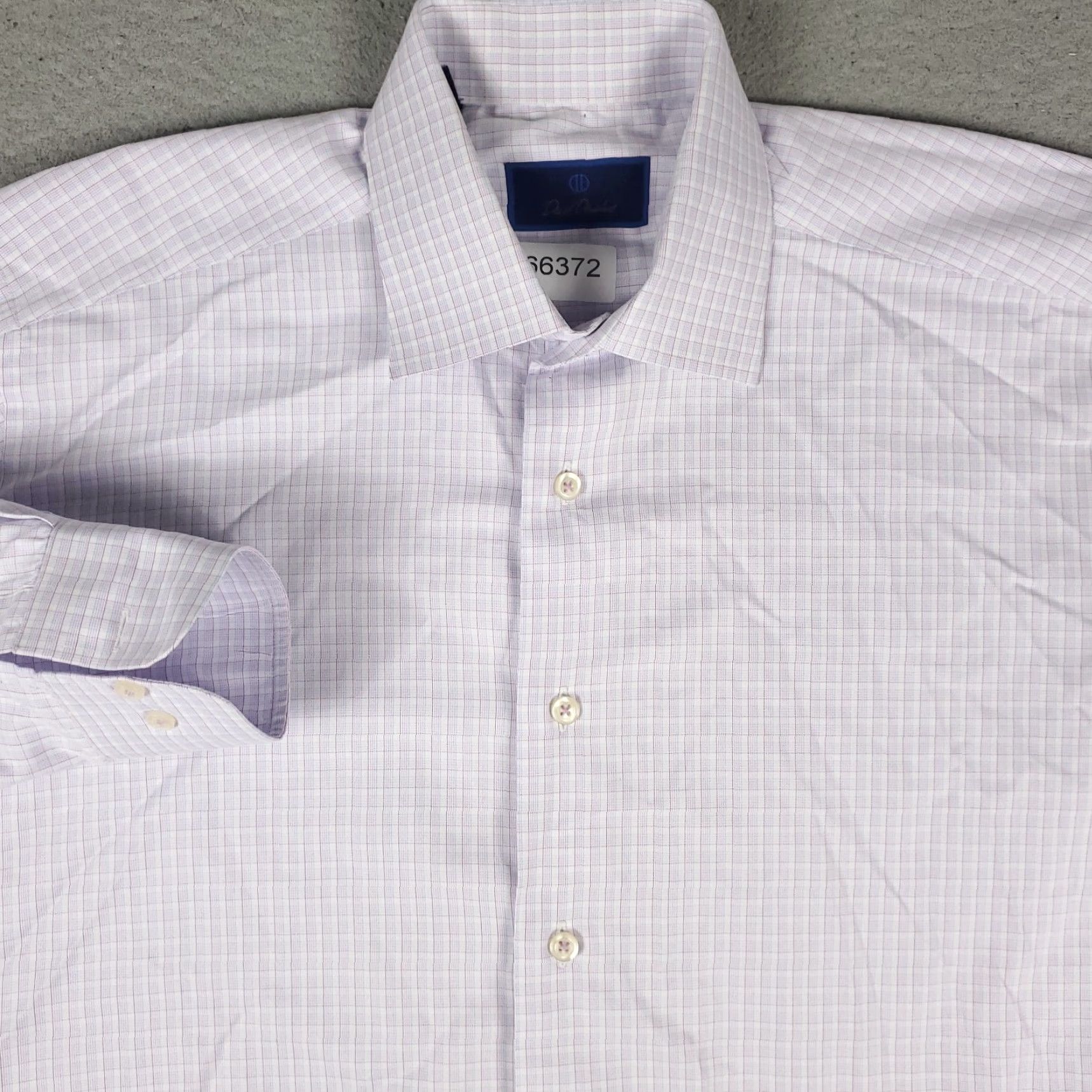 David Donahue David Donahue Shirt Mens 16 Purple Plaid Dress Long Sleeve Button Up Size 42R - 2 Thumbnail