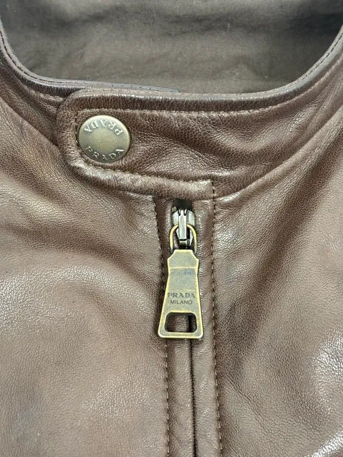 Prada AW2011 Prada Biker Brown Minimalist Leather Jacket Size US M / EU 48-50 / 2 - 10 Thumbnail