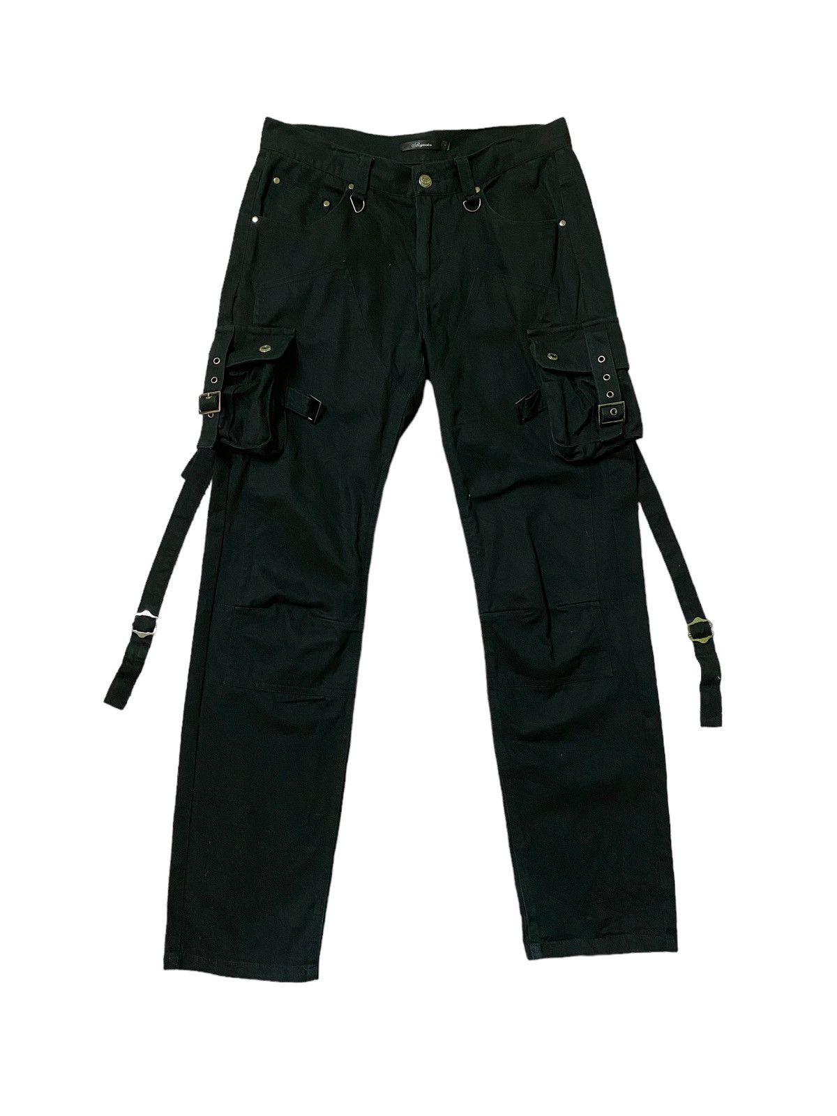 image of Seditionaries Aegnoie Bondage Multipocket Punk Cargo Pants in Black, Men's (Size 30)