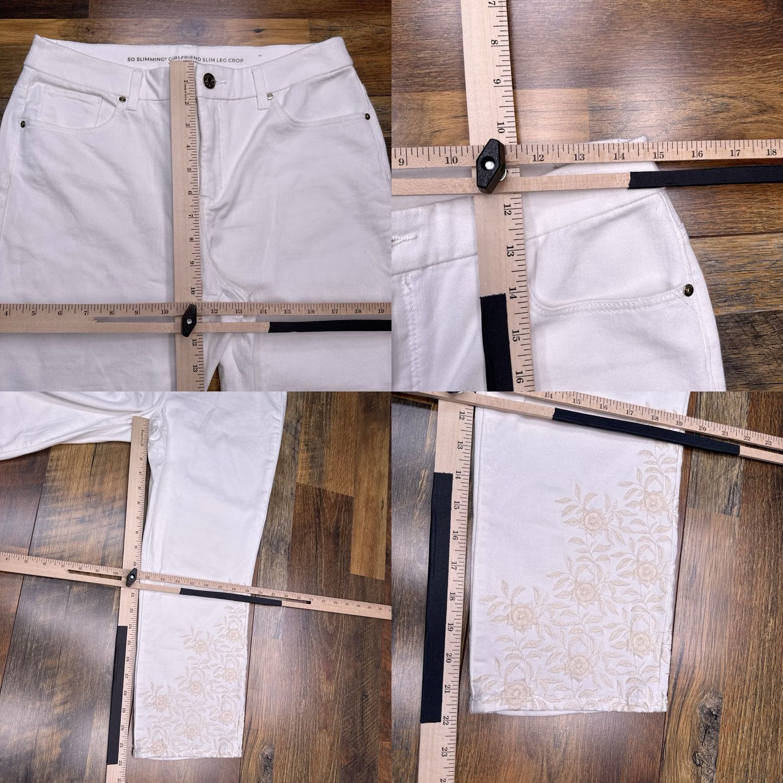 Vintage Chicos Jeans Cropped Slim Leg 0.5 White Floral Embroidered City Womens Regular 29in Inseam 22in Denim Cotton Blend Logo 5-Pocket Size 25" / US 0 / IT 36 - 8 Thumbnail