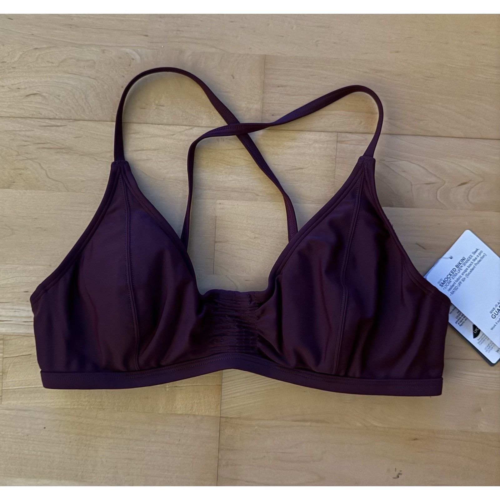Athleta ATHLETA Smocked Bikini Top Purple Burgundy Swimsuit 34 B/C Size ONE SIZE - 2 Thumbnail