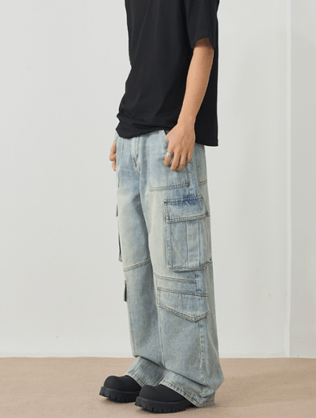 Japanese Brand American retro baggy stitching multi-pocket cargo jeans Size US 32 / EU 48 - 4 Thumbnail