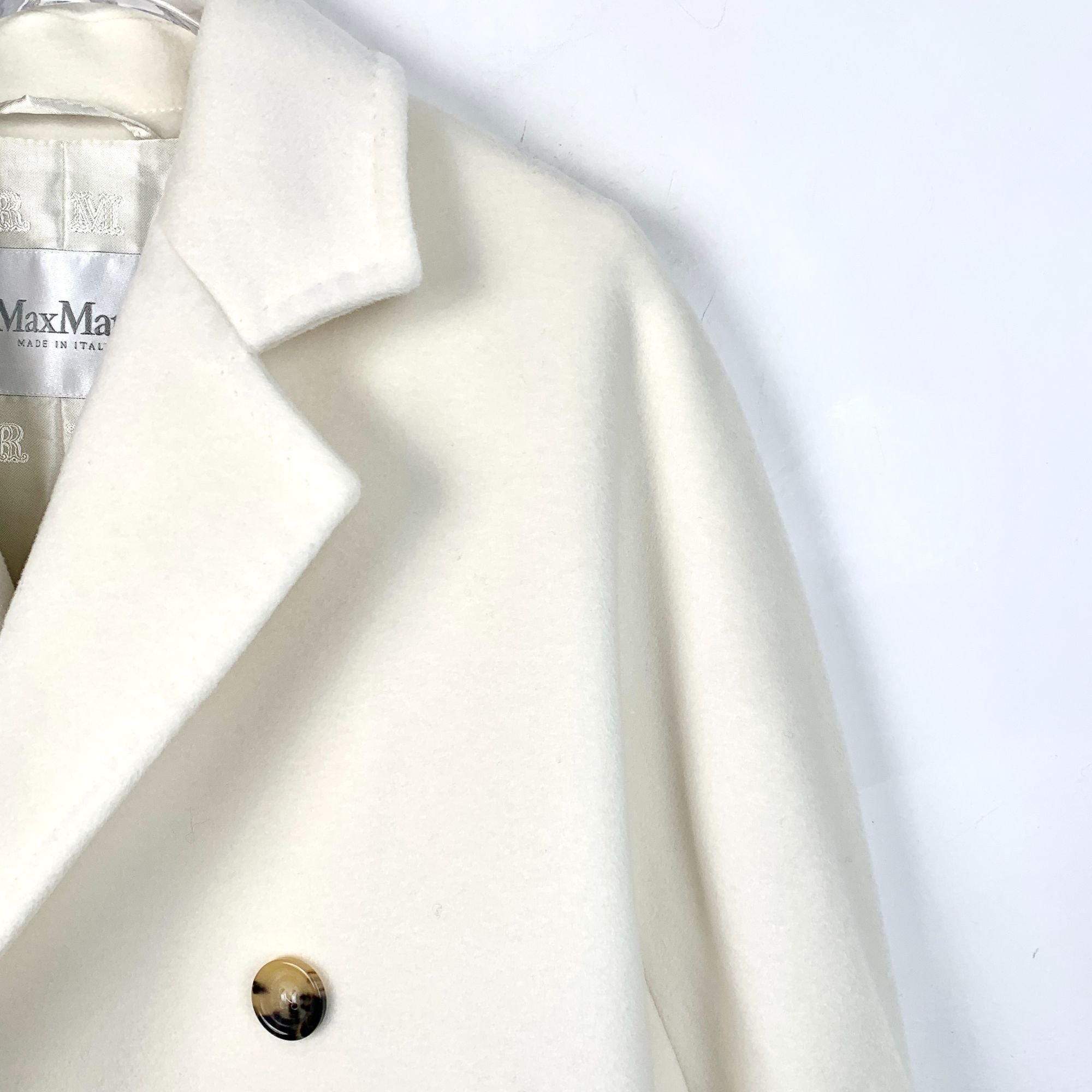 Max Mara MaxMara White Wool Double-Breasted Elegant Coat Size XS / US 0-2 / IT 36-38 - 3 Thumbnail