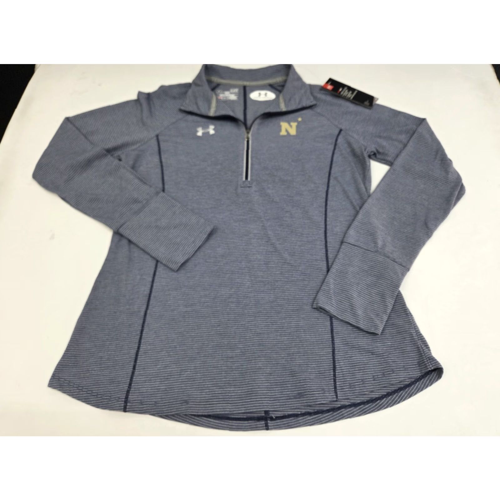 Under Armour Under Armour Womens Loose HeatGear Training Jacket 1/4 Zip S Blue/White Stripes Short Sleeve Long Sleeve Hooded Not Hooded Size S / US 4 / IT 40 - 2 Thumbnail