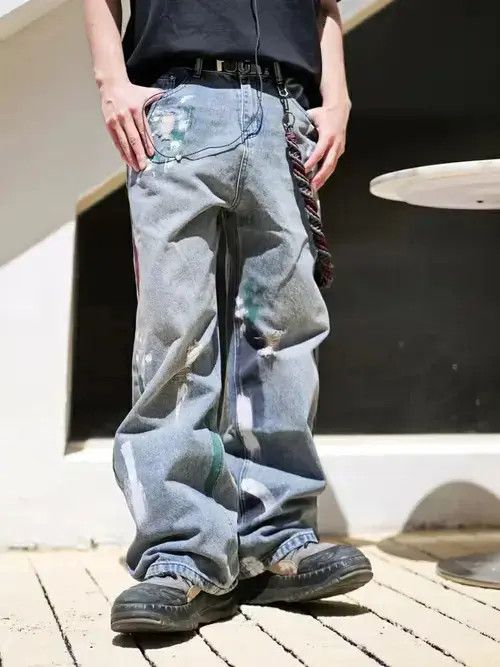 Vintage fade paint distressed baggy pants Size US 28 / EU 44 - 4 Thumbnail