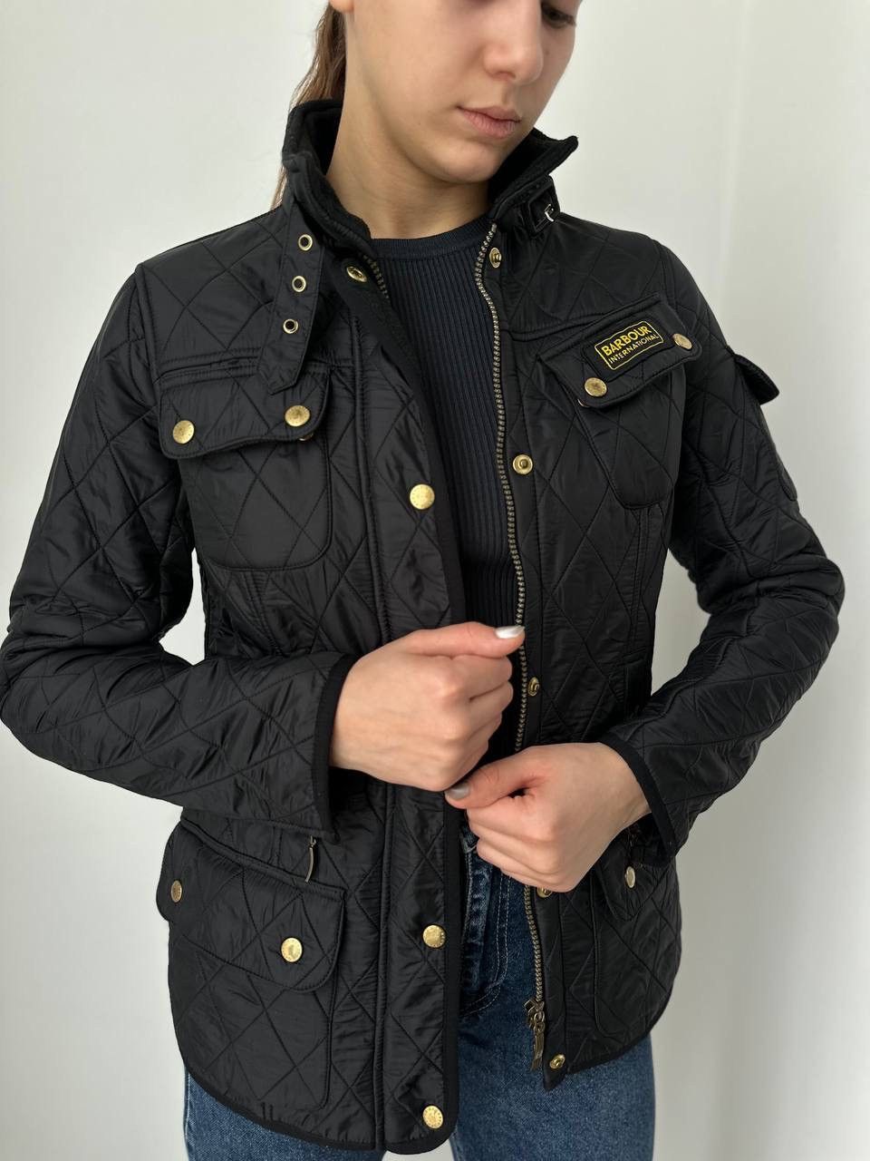 Barbour × Vintage Vintage Barbour International Quilted Black Jacket Size M / US 6-8 / IT 42-44 - 11 Thumbnail