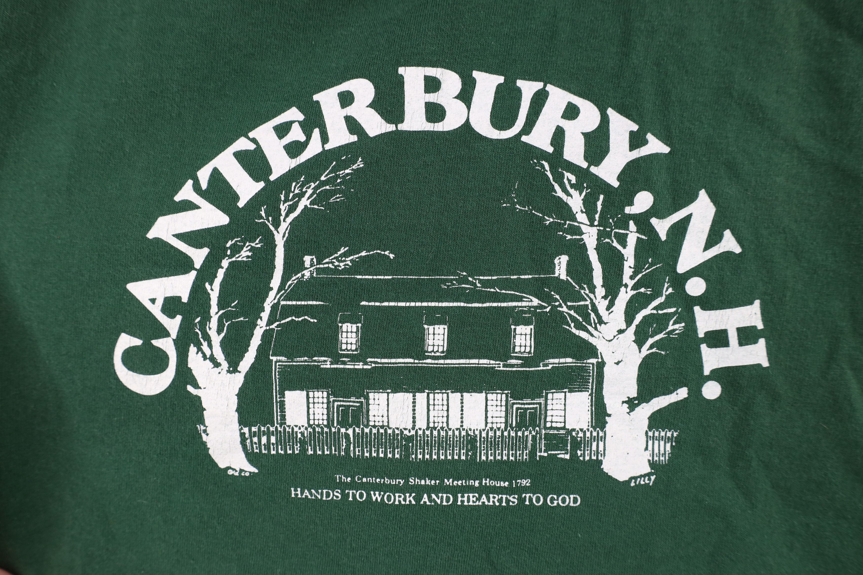 Vintage Vintage 90s Spell Canterbury New Hampshire T-Shirt Green USA Size US XL / EU 56 / 4 - 5 Thumbnail
