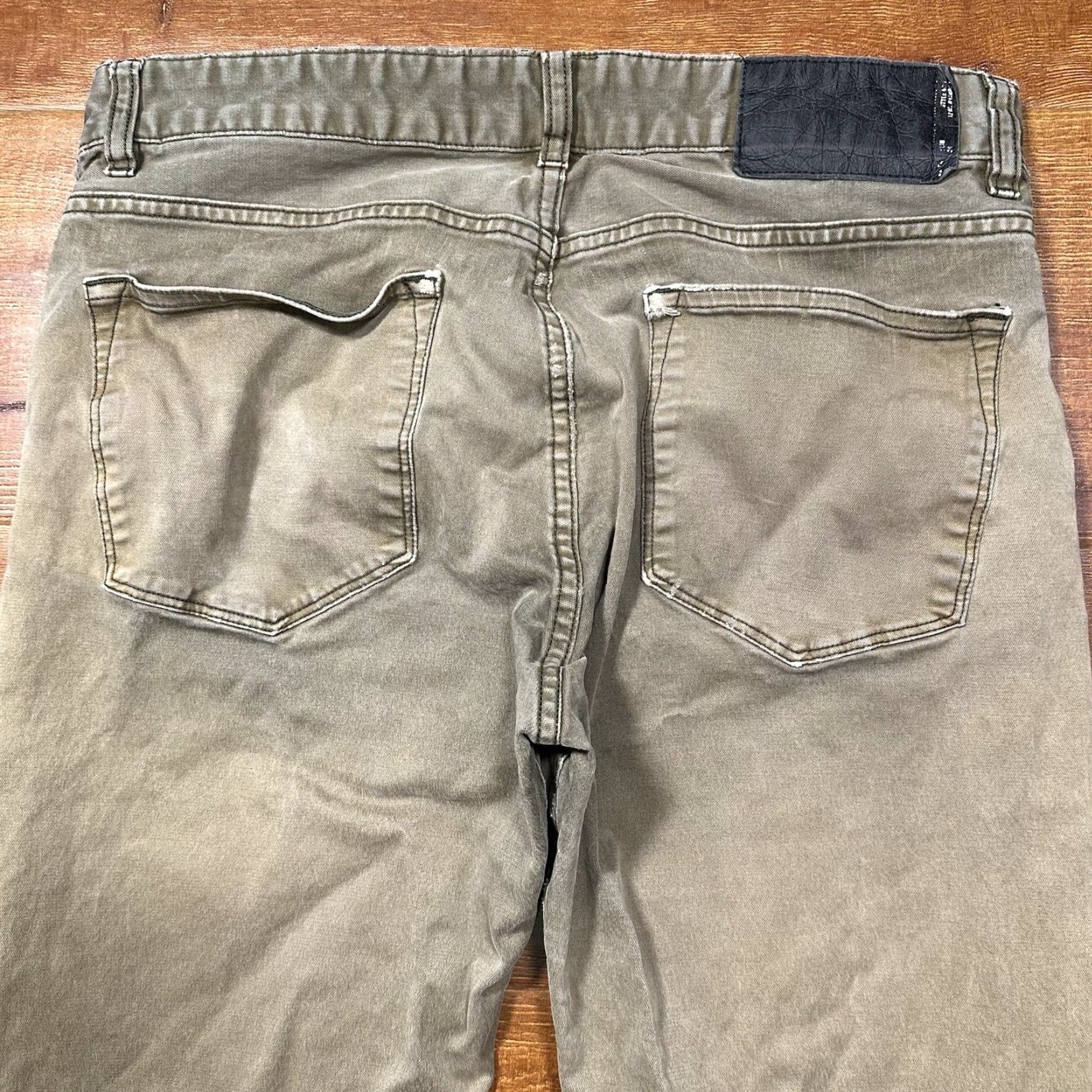 Buck Mason Maverick Slim Pants Mens 33x32 Beige Distressed Grunge Punk Alt Retro Jeans main image 3