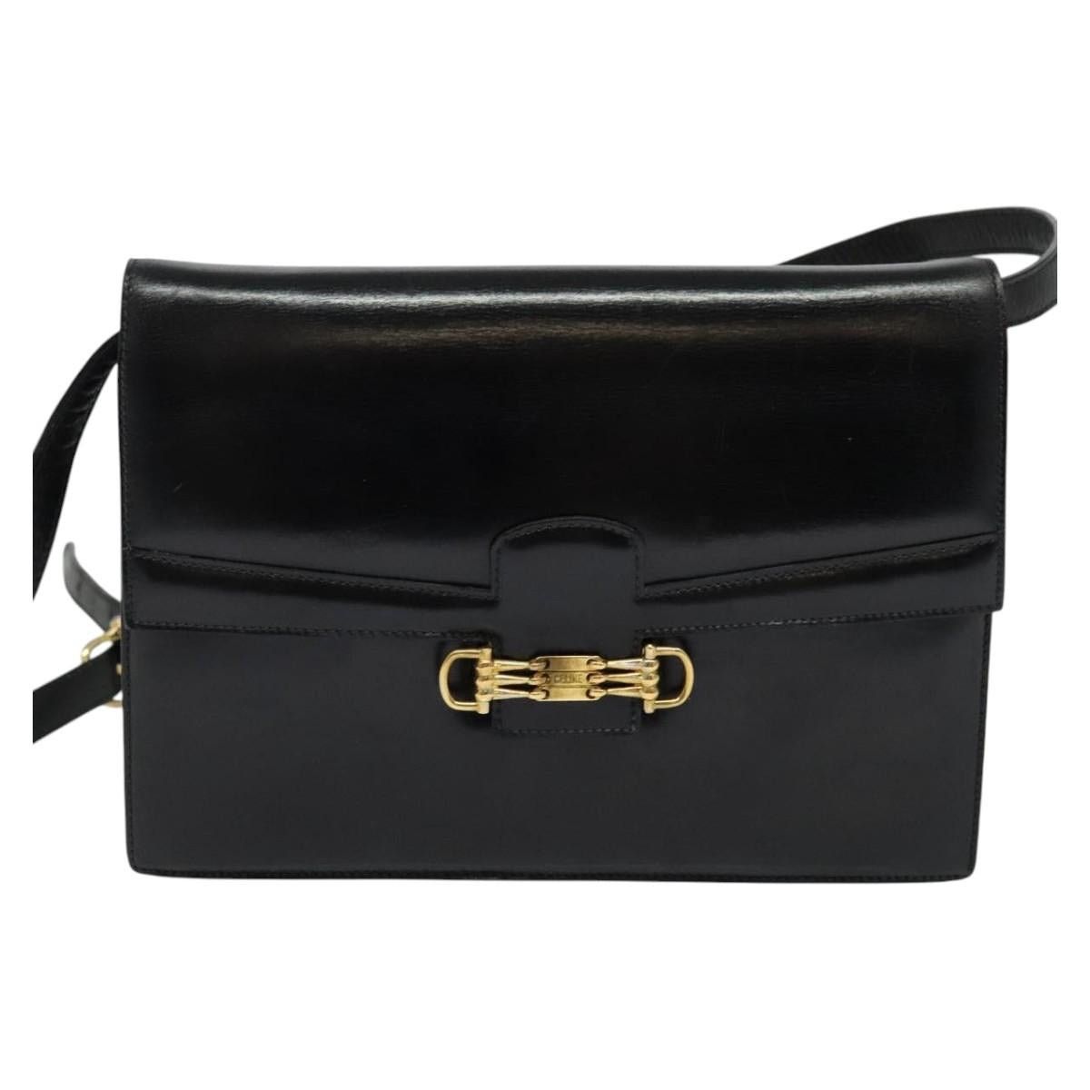 Celine CELINE Shoulder Bag Leather Black Gold Size ONE SIZE - 2 Thumbnail