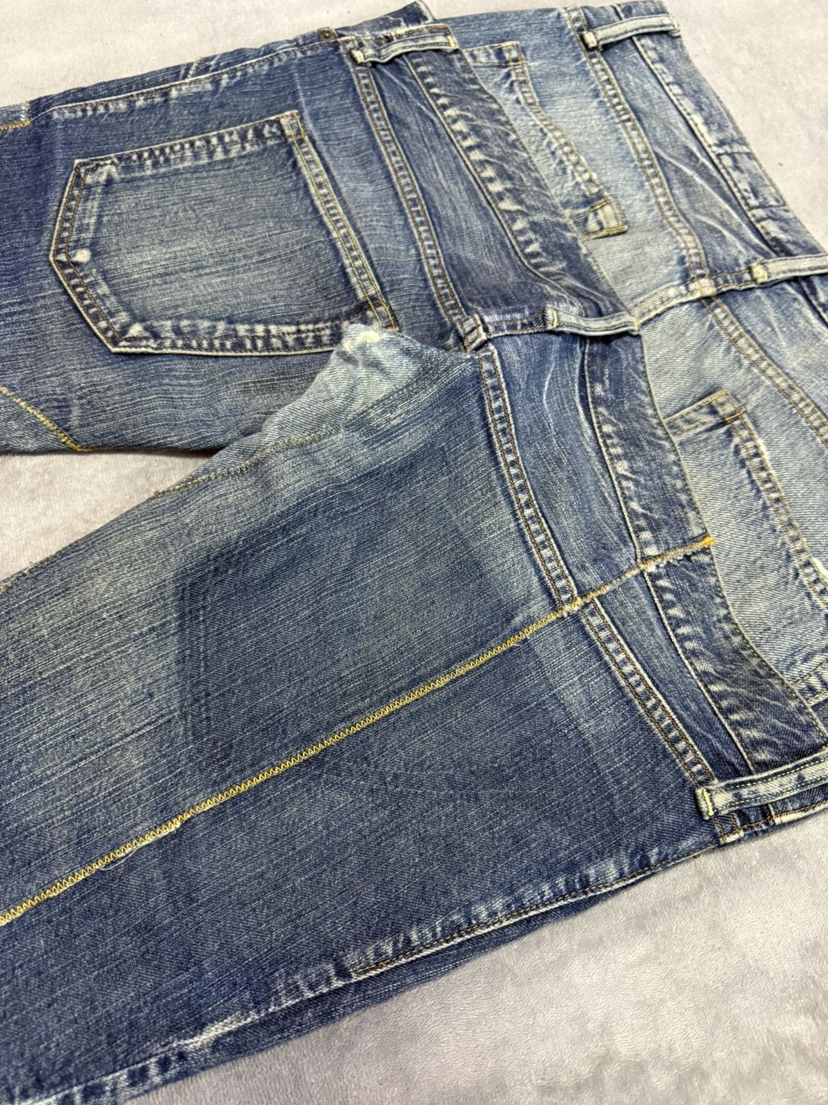 Japanese Brand × Le Grande Bleu (L.G.B.) Antgauge Japan Asymmetrical Pocket Double Waist Fade Jeans Size US 32 / EU 48 - 16 Thumbnail