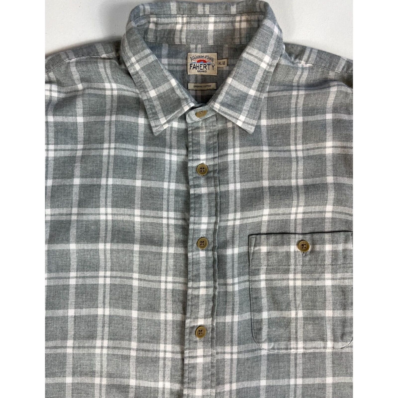 Faherty VINTAGE Faherty Button-Up Plaid Flannel Shirt XL Gray Cotton Organic Sz XL Men’s Button-Up Long Sleeve Pockets Classic Outdoor Size US XL / EU 56 / 4 - 2 Thumbnail