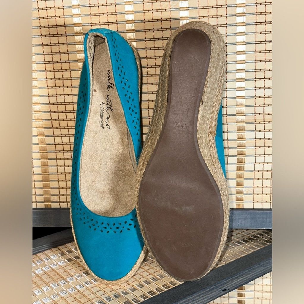 Coldwater Creek Walk With Me by Coldwater Creek Turquoise Espadrilles Wedges Size US 8.5 / IT 38.5 - 5 Thumbnail