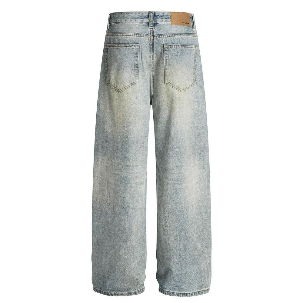 Jean Men's casual loose punk distressed washed jeans Size US 32 / EU 48 - 2 Thumbnail