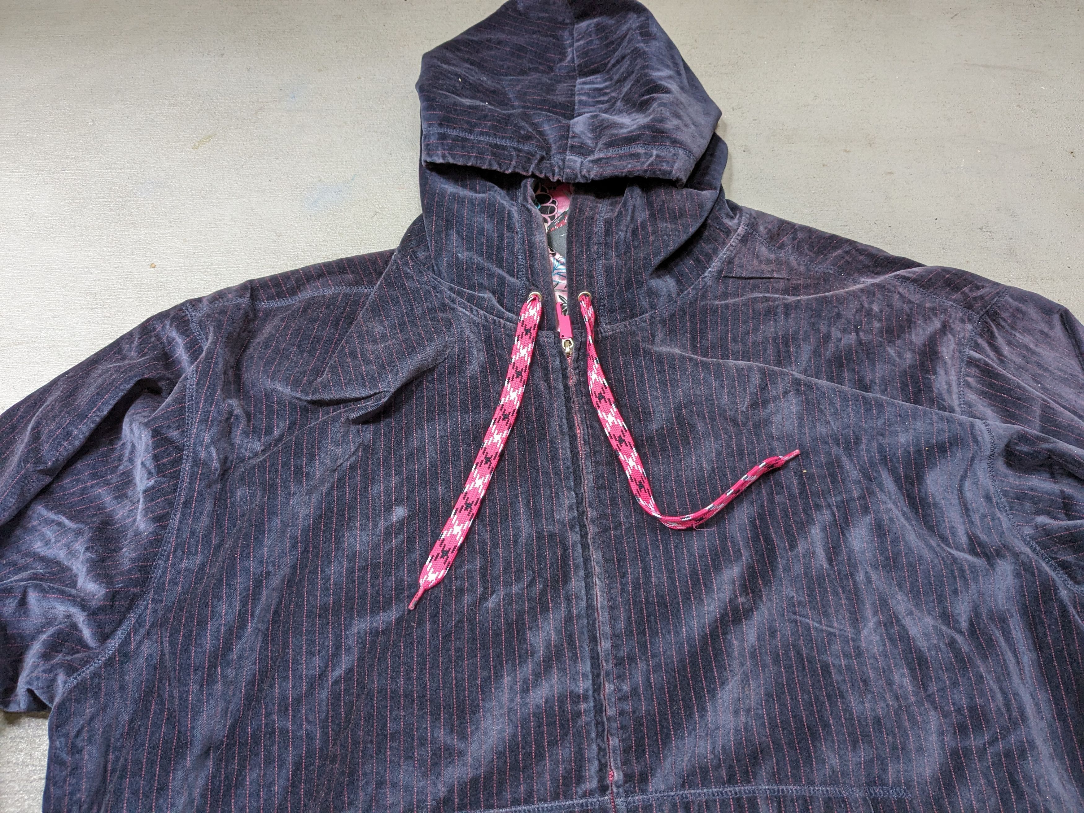 Artful Dodger Artful Dodger Hoodie Velvet 4XL Navy Blue Pink Striped Y2K Size US XXL / EU 58 / 5 - 11 Thumbnail