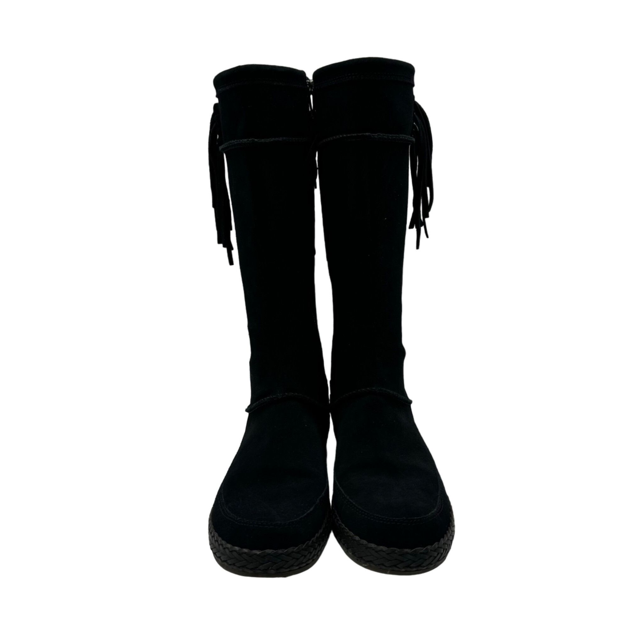 Ugg UGG Emerie Black Suede Leather Knee High Tassle Boot Moccasi Size US 9.5 / IT 39.5 - 4 Thumbnail