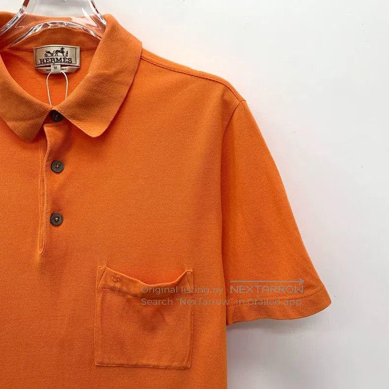 Hermes Hermes Orange Cotton Collared Short-Sleeve Polo Shirt Size US M / EU 48-50 / 2 - 3 Thumbnail