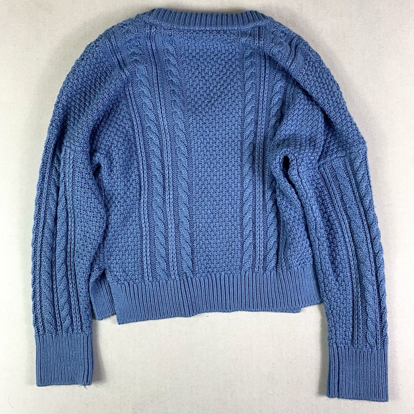 Abercrombie & Fitch Abercrombie & Fitch Sweater Womens S Blue Neck Cable Knit Pullover Cropped Size S / US 4 / IT 40 - 5 Thumbnail
