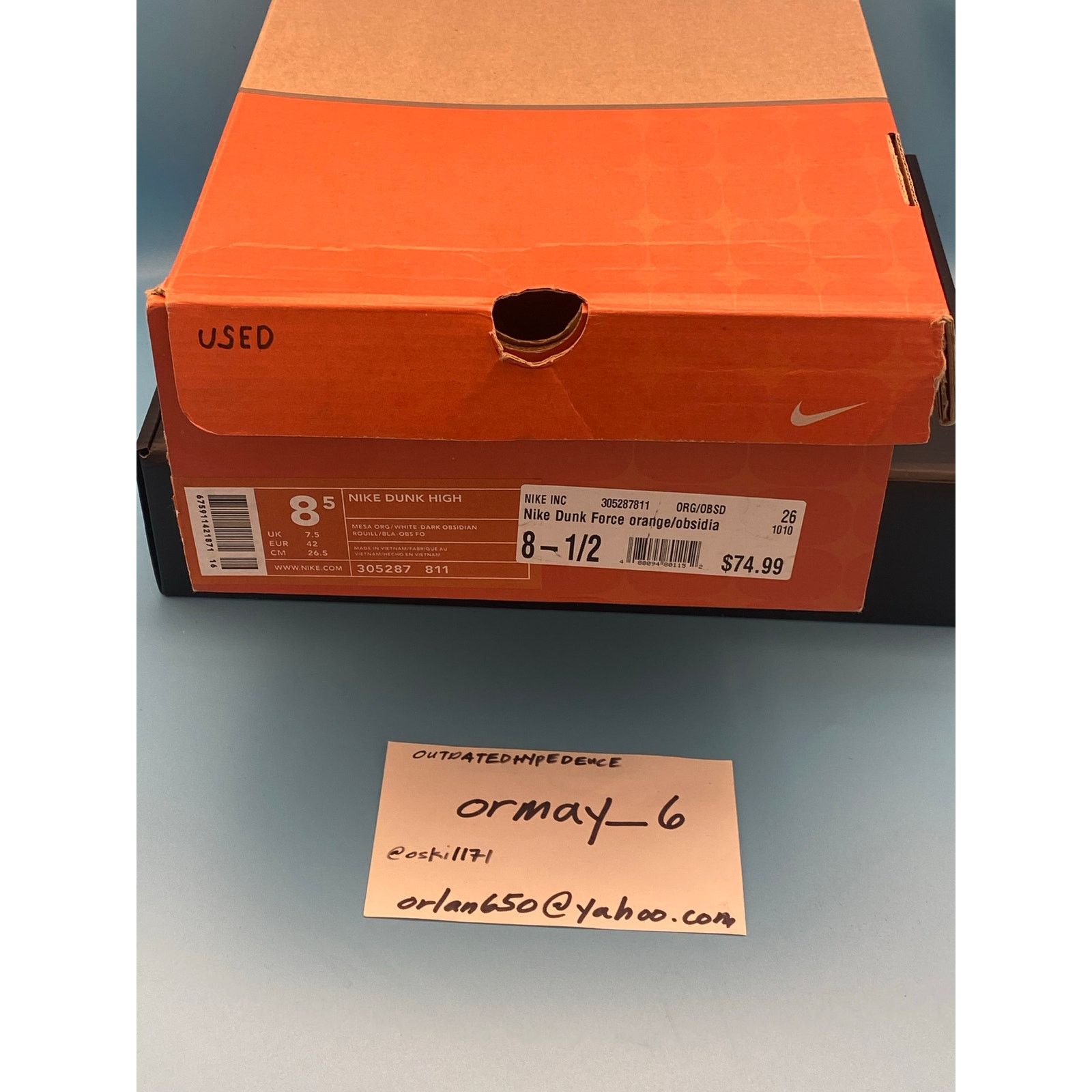 Nike Nike Dunk High "Mesa Orange" 2003 m8.5 w10 Size US 8.5 / EU 41-42 - 8 Thumbnail