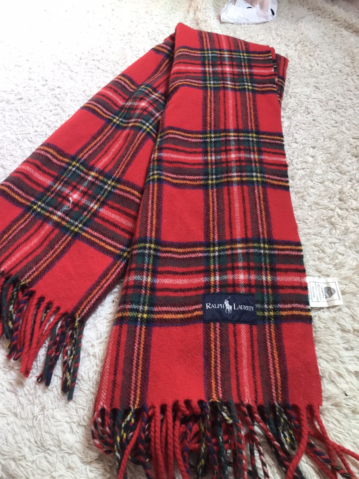 Polo Ralph Lauren × Vintage ‼️VINTAGE SCARF RALPH LAUREN WOOL TARTAN PATTERN‼️ Size ONE SIZE - 2 Thumbnail