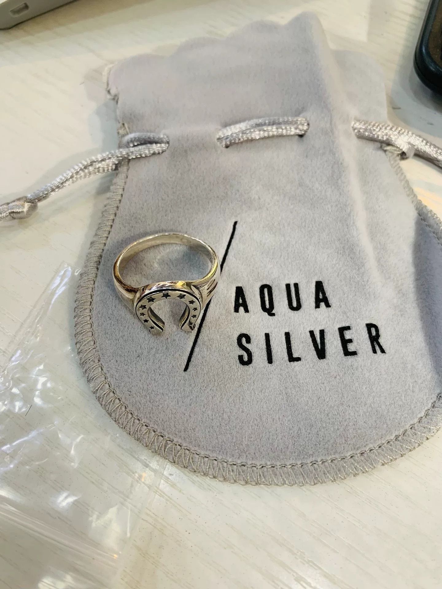 AQUA Silver Japanese Designed Horseshoe Ring Size ONE SIZE - 1 Thumbnail