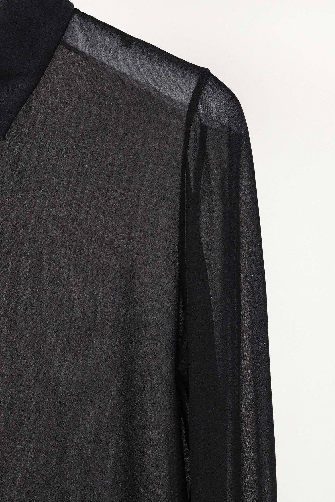 Max Mara Max Mara Black Sheer Satin-Trim Collared Blouse Size M / US 6-8 / IT 42-44 - 5 Thumbnail