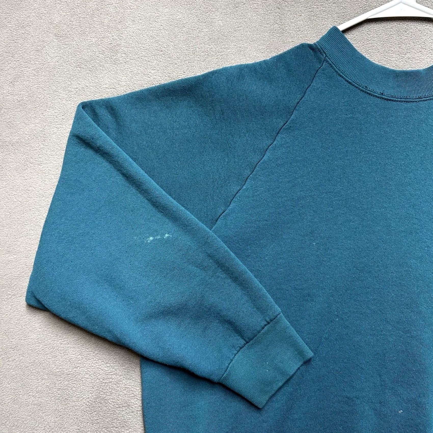 Fruit Of The Loom Vintage Fruit of the Loom Sweatshirt Womens XL Teal Blank Crewneck USA 90s Size XL / US 12-14 / IT 48-50 - 7 Thumbnail