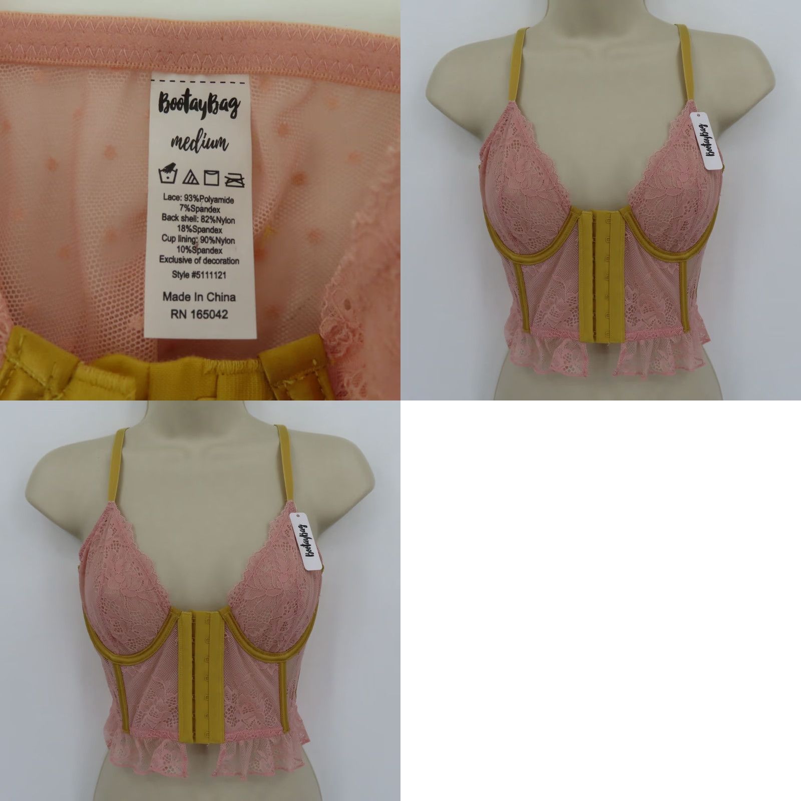 Pinko Bootay Bag Bra Longline Pink Flower Underwire M Women Sheer Lace Hook & Eye 5111121 NEW Size ONE SIZE - 8 Thumbnail