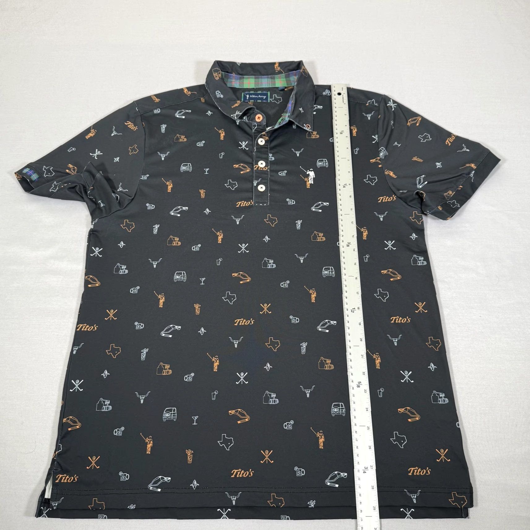 Vintage William Murray Polo Shirt Mens Large Black Texas Print Golf Titos Vodka Size US L / EU 52-54 / 3 - 5 Thumbnail