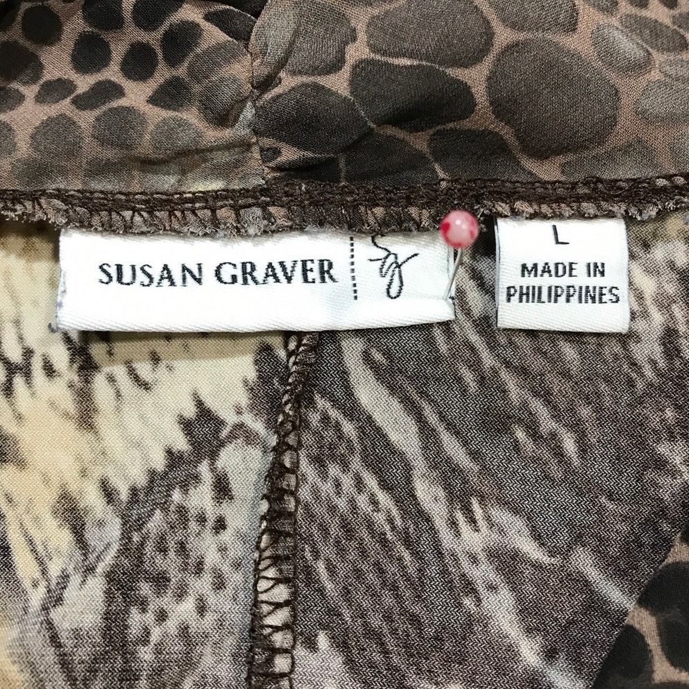 Other Susan Graver Liquid Knit Animal Cowl Neck Tunic Blouse L Size L / US 10 / IT 46 - 6 Thumbnail