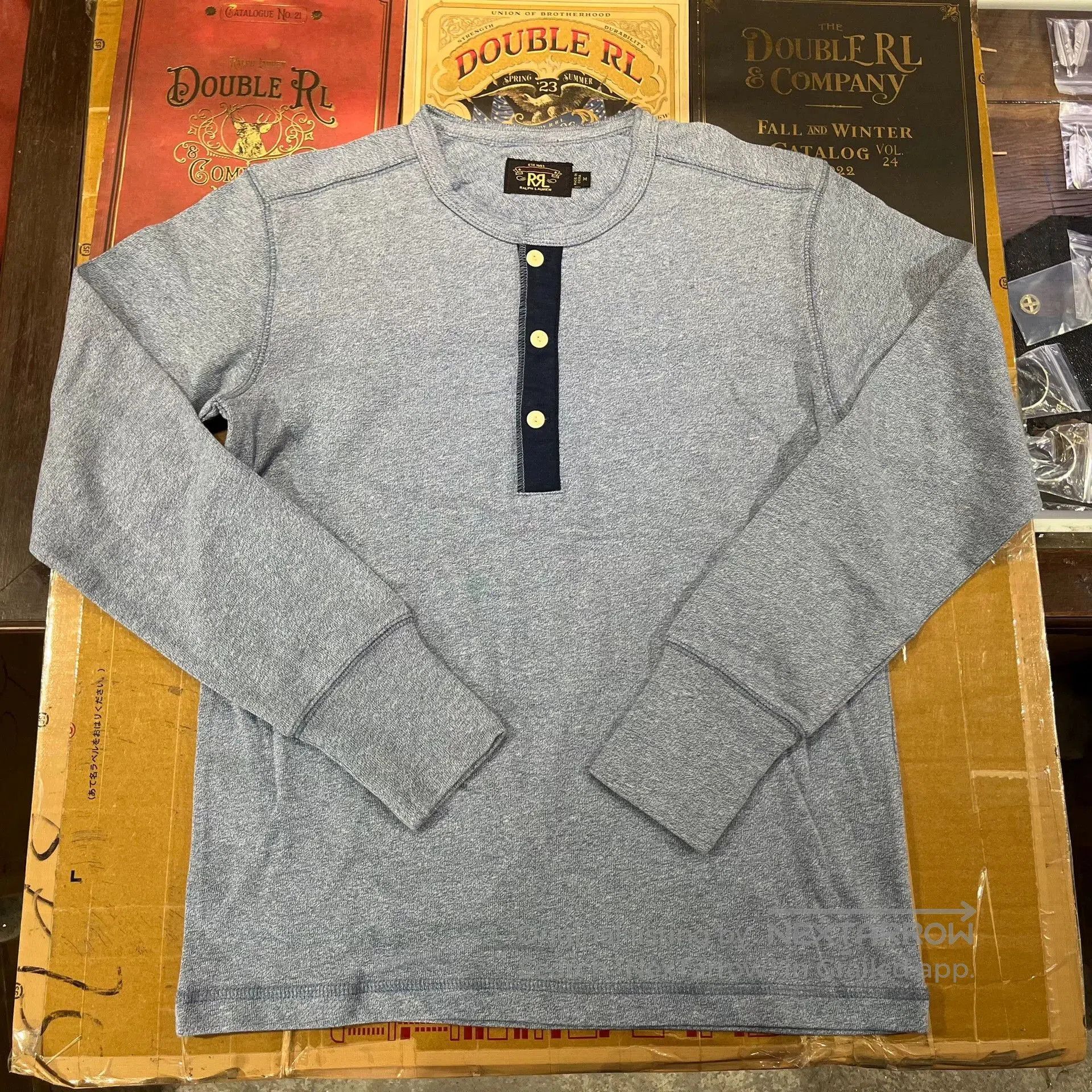 RRL Ralph Lauren gray long sleeve henley shirt by Ralph Lauren. Size US M / EU 48-50 / 2 - 1 Thumbnail