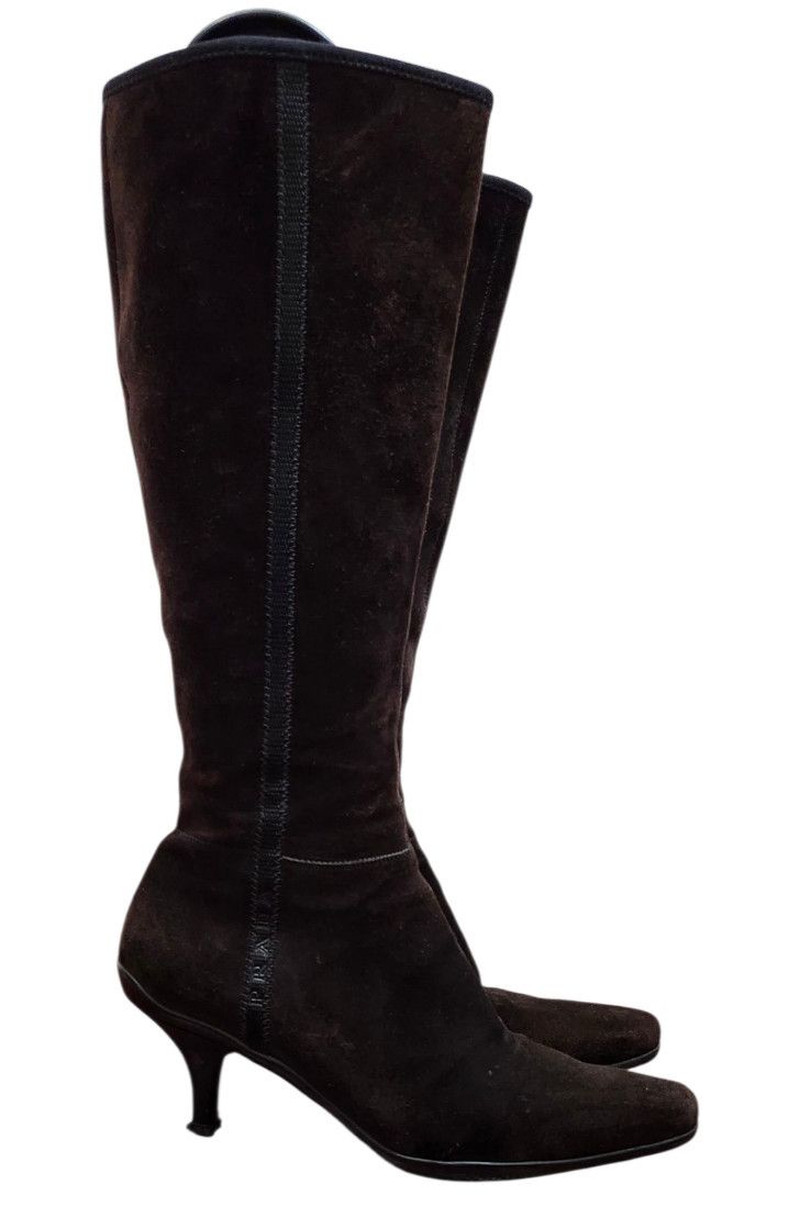 Prada PRADA BROWN SUEDE HEELED BOOTS - EU 38.5/US 8 Size US 8.5 / IT 38.5 - 3 Thumbnail