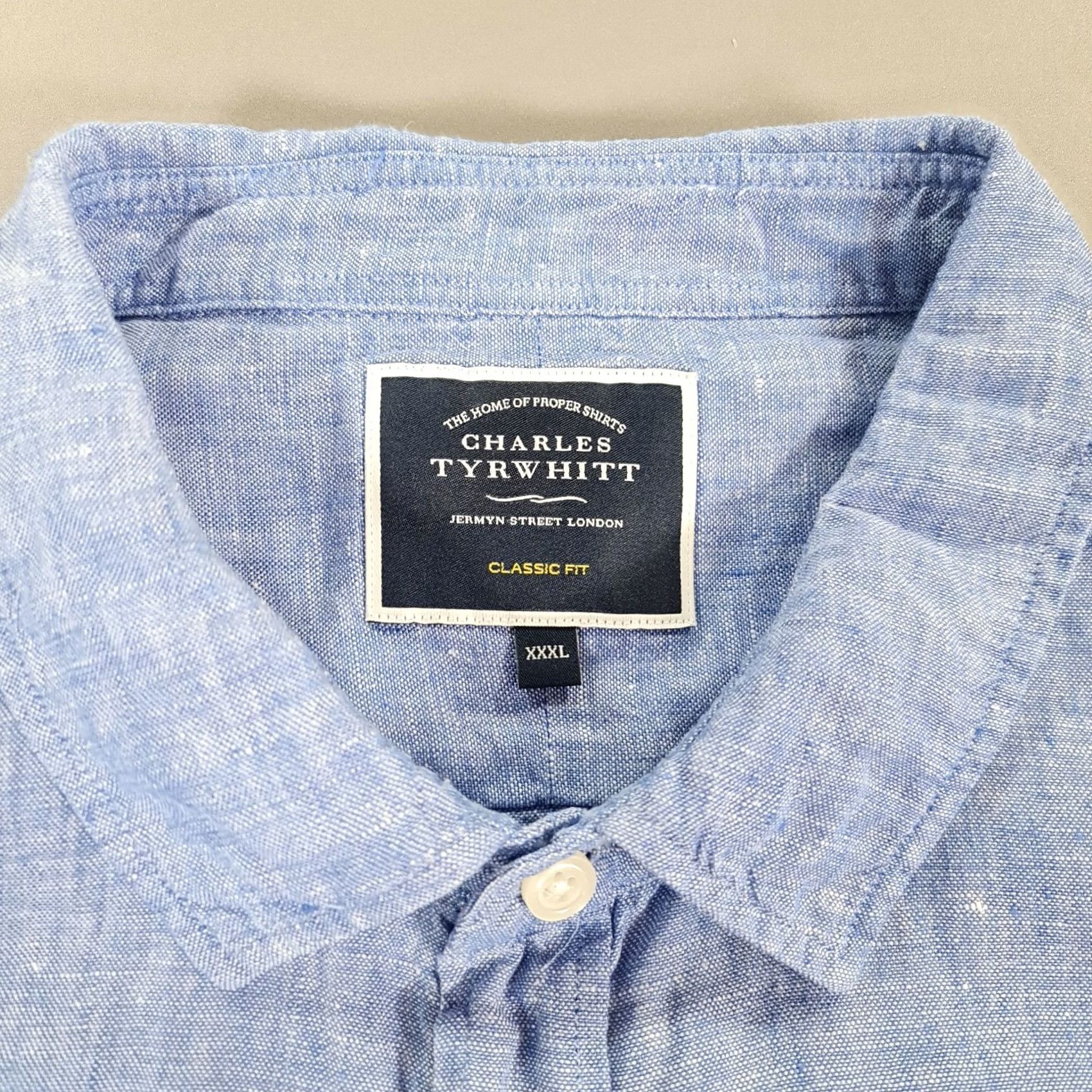 Charles Tyrwhitt Charles Tyrwhitt Mens Shirt 3XL Blue Linen Button-Up Long Sleeve Collared Casual Classic Fit Summer Holiday Mens Size US XXL / EU 58 / 5 - 3 Thumbnail