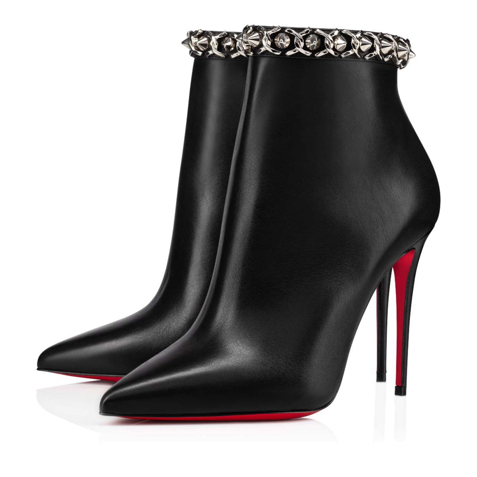 Christian Louboutin Christian Louboutin Booty Chain 100 Black Calf Leather Ankle Size US 7.5 / IT 37.5 - 1 Thumbnail