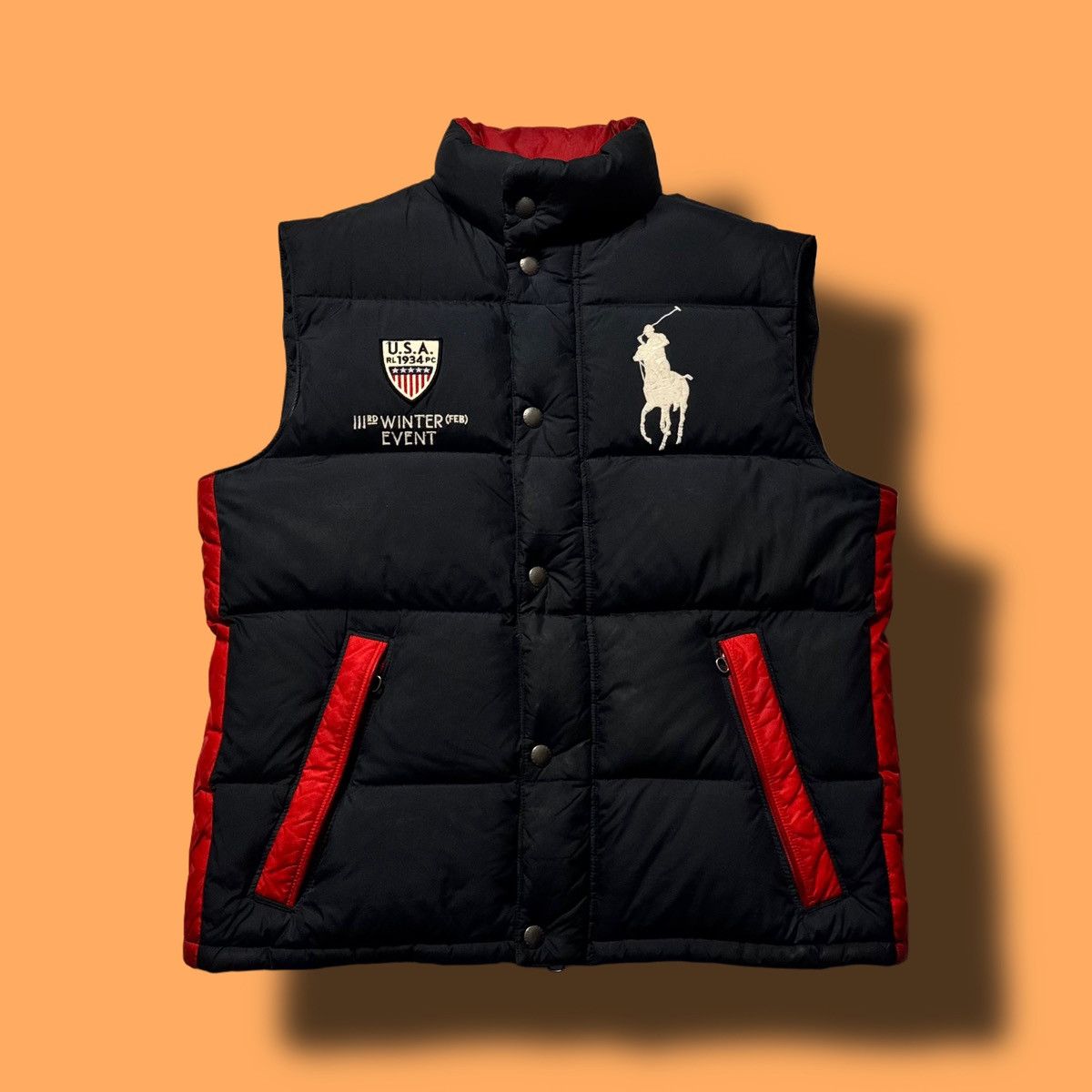 Polo Ralph Lauren × Vintage 00s Ralph Lauren by Polo Oversize USA Down Vest Drill Y2K Size US M / EU 48-50 / 2 - 2 Thumbnail