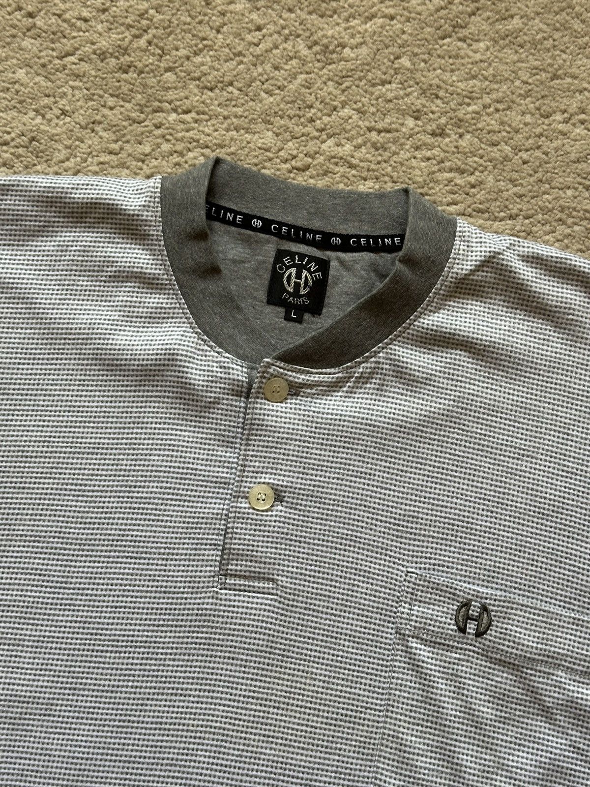 Celine Celine 2 Button Roundneck Pocket Tshirt Size US L / EU 52-54 / 3 - 3 Thumbnail