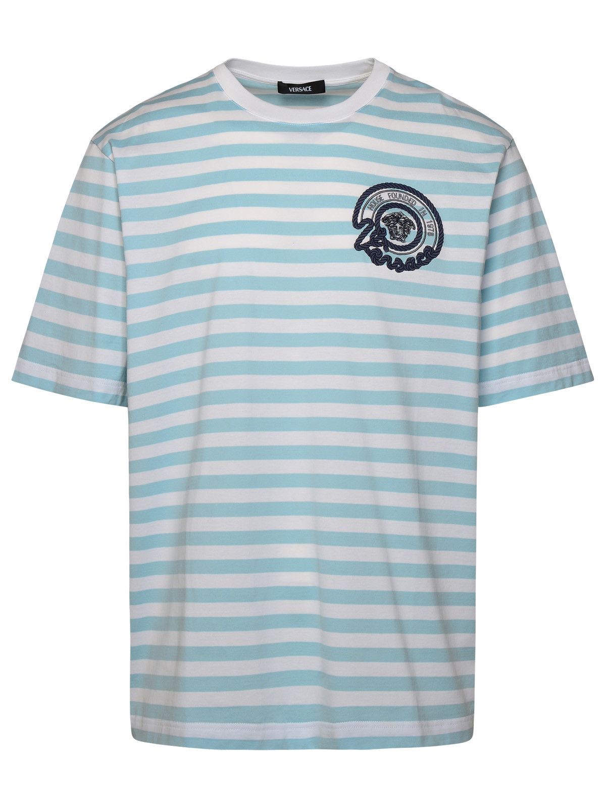 image of Versace Light Blue Cotton T-Shirt, Men's (Size Small)