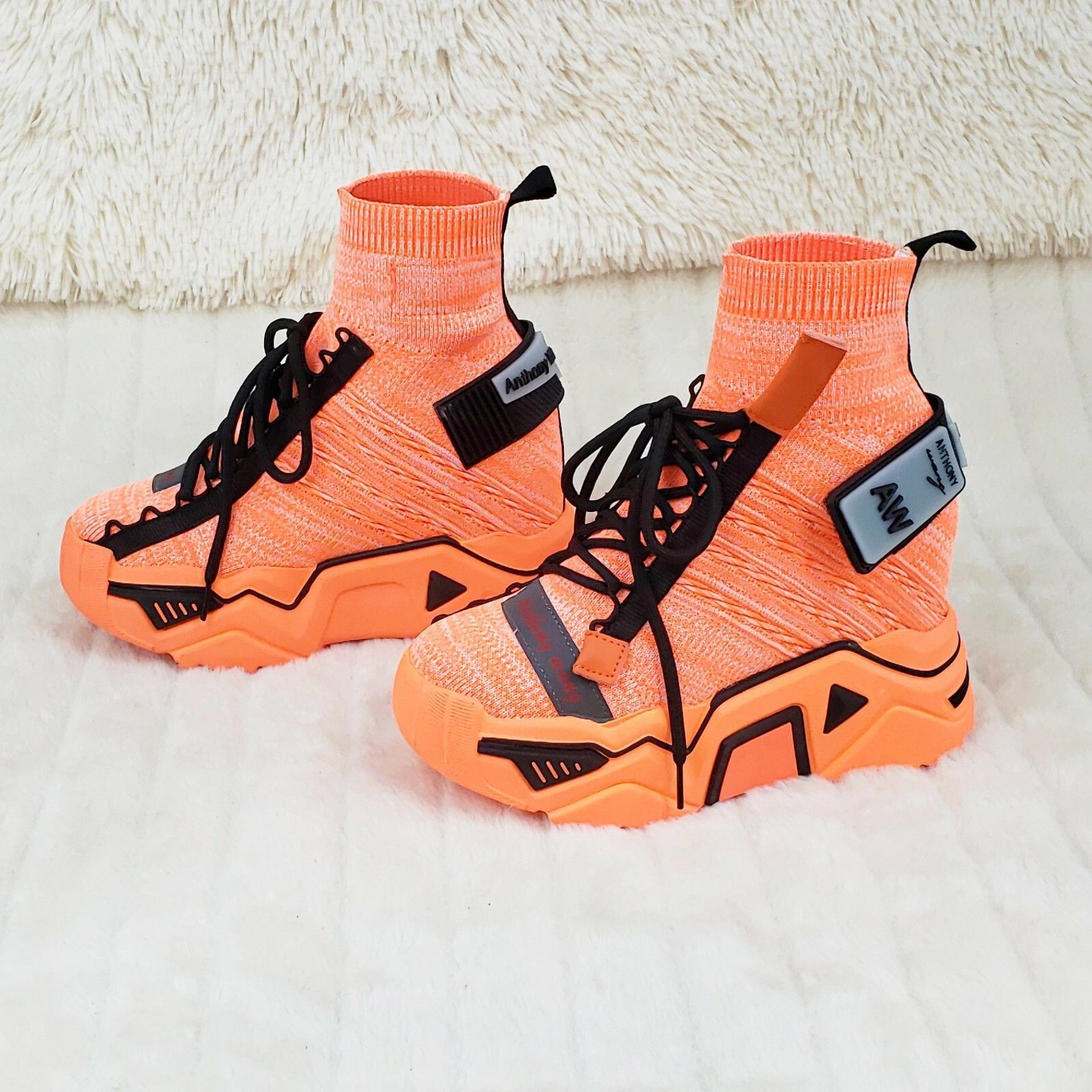 Other Wang Damson Pull On Knit Platform Sneaker Boots 4" Hidden We Size US 7.5 / IT 37.5 - 4 Thumbnail