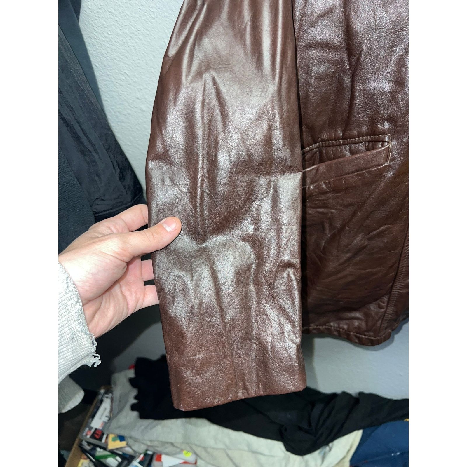 Vintage Vintage Brown Leather Jacket Button Up Outerwear Coat VTG L Size US L / EU 52-54 / 3 - 6 Thumbnail