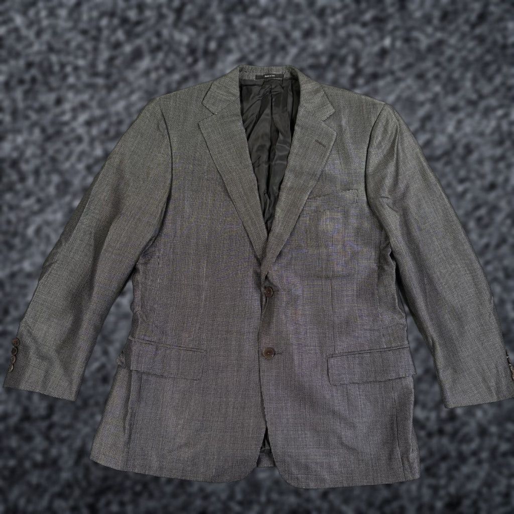 Ermenegildo Zegna Ermenegildo Zegna Blazer Sport Coat Mens 42 Gray Check Wool Silk Two Button Size 42R - 1 Thumbnail