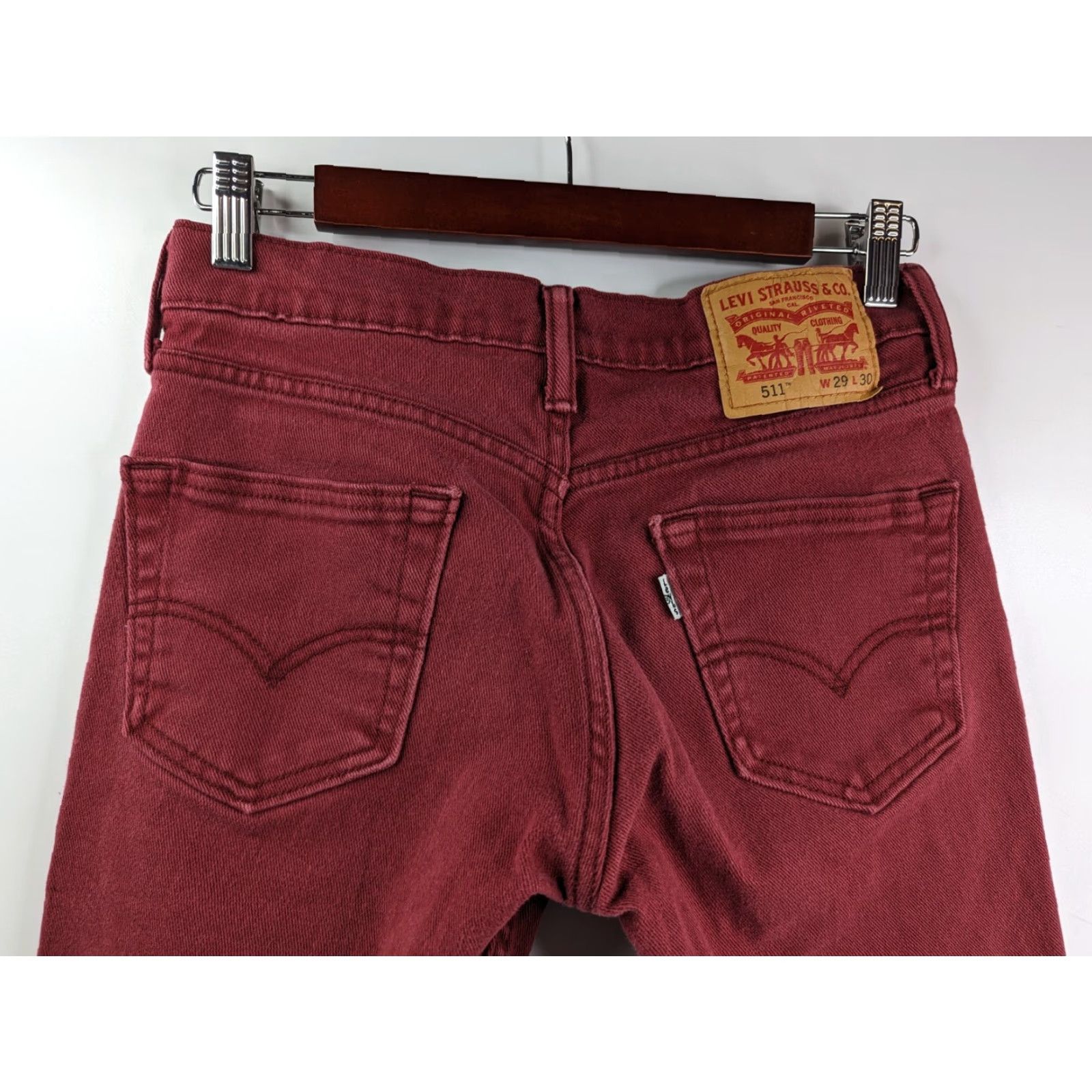 Levi's Levi's 511 Jeans Slim Skinny 29x30 Men Denim Red 5 Pocket Zip Pocket Stretch 90s Vintage No - Mens Size US 29 - 6 Thumbnail