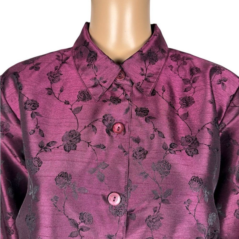 Other Vintage Design Assets Purple Taffeta Blouse Jacket Size L Size L / US 10 / IT 46 - 3 Thumbnail