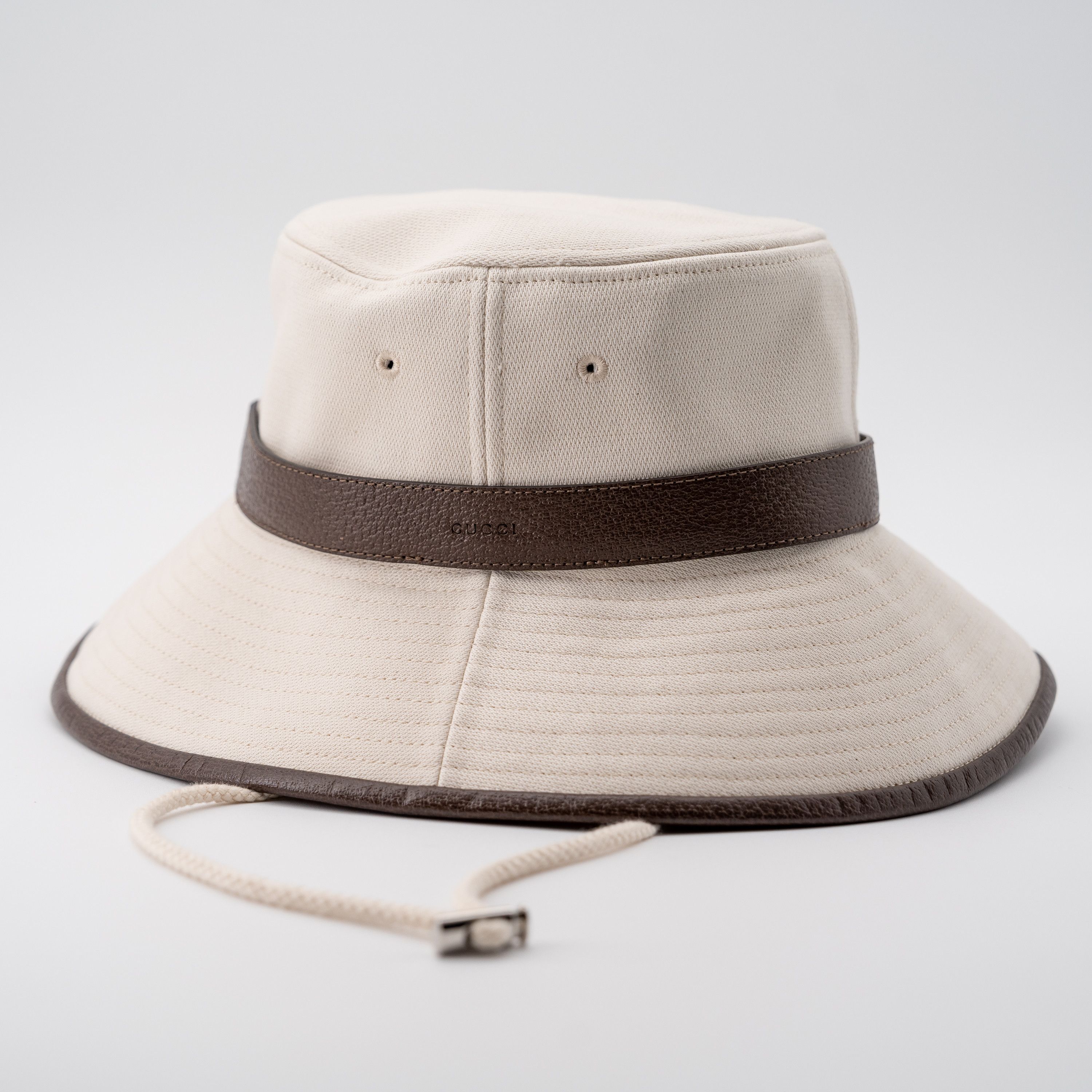 Gucci size S - Gucci Cotton Bucket Hat With Chin Strap Leather Size ONE SIZE - 1 Thumbnail