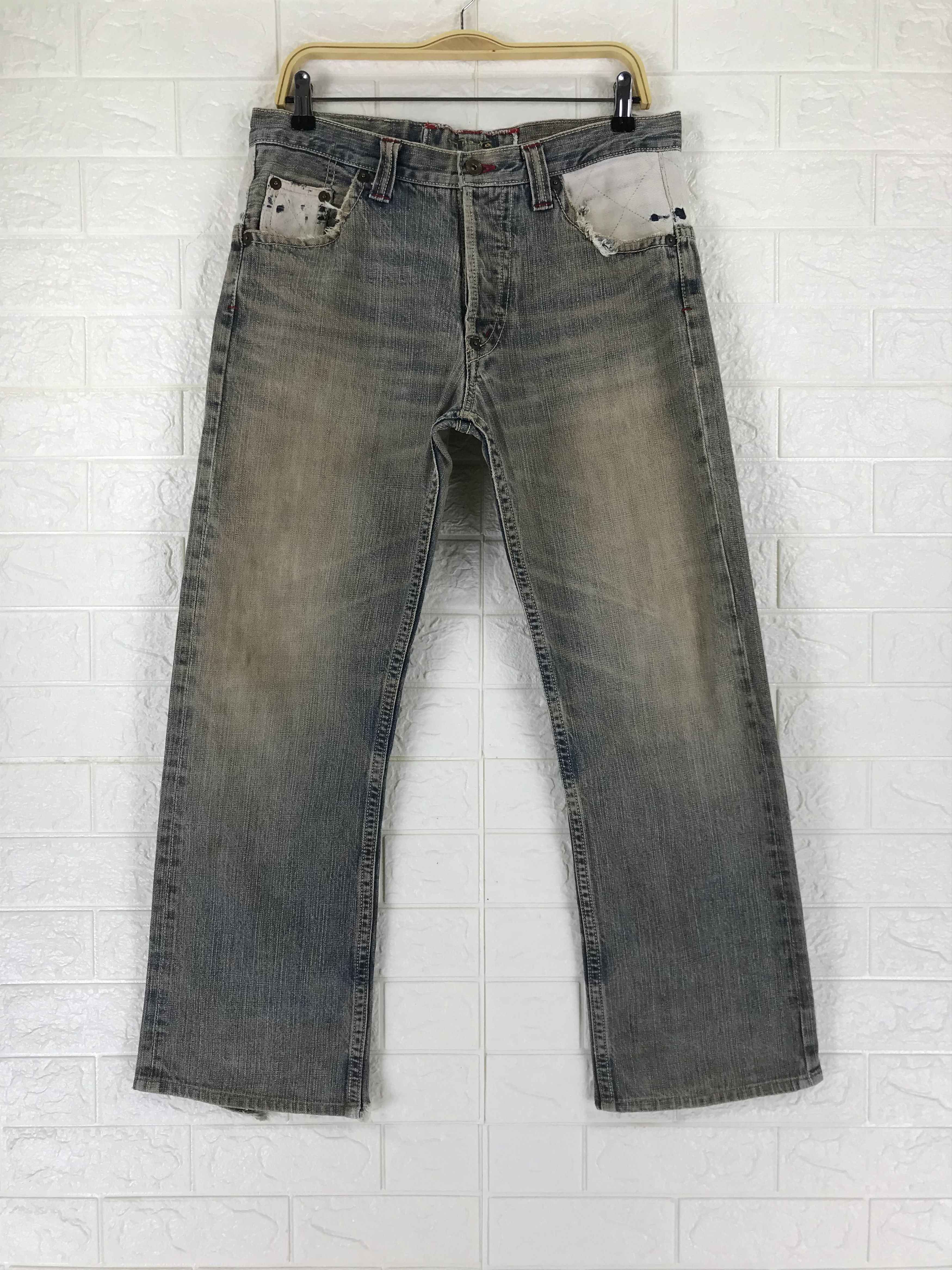 Mizra Jeans Kyoto Vintage Japanese Mizra Mud Washed Sashiko Distressed Jeans Size US 32 / EU 48 - 5 Thumbnail