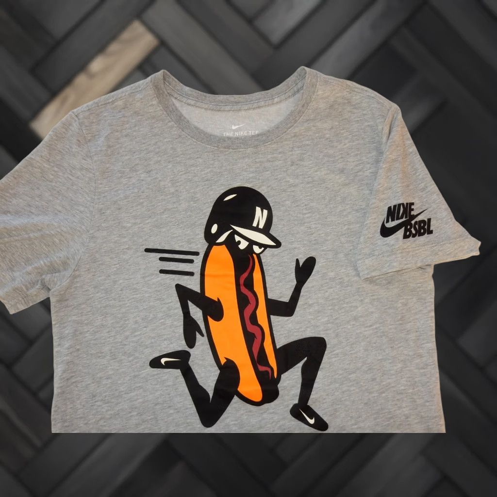 Nike Nike Men's T Shirt S Gray Graphic Print Short Sleeve Baseball Hot Dog 90s Mens Size US S / EU 44-46 / 1 - 1 Thumbnail