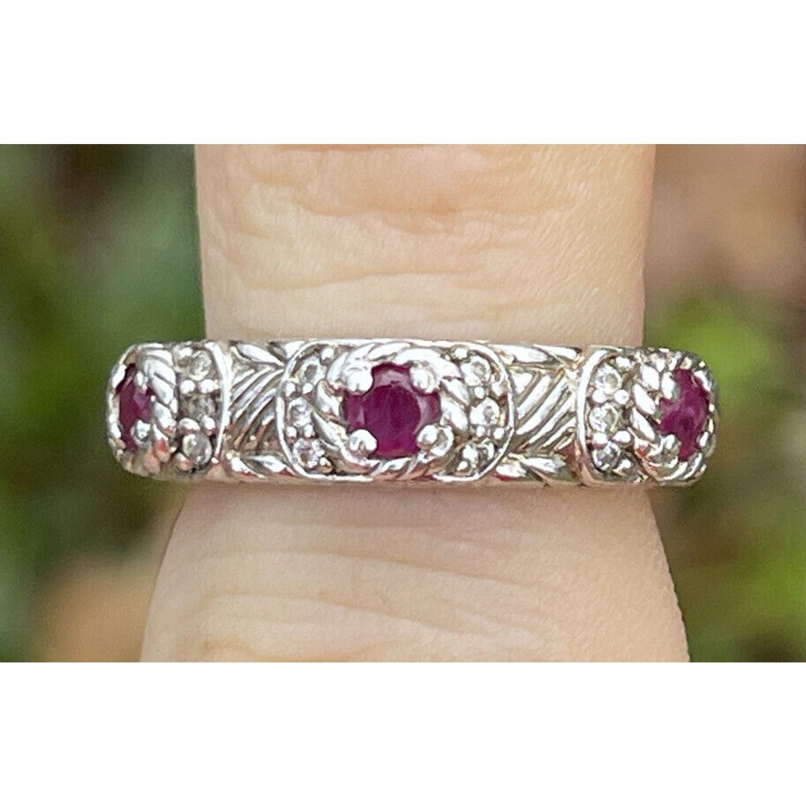 Vintage Judith Ripka Ruby Ring Estate Sterling Silver CZ Size 5 Size ONE SIZE - 2 Thumbnail