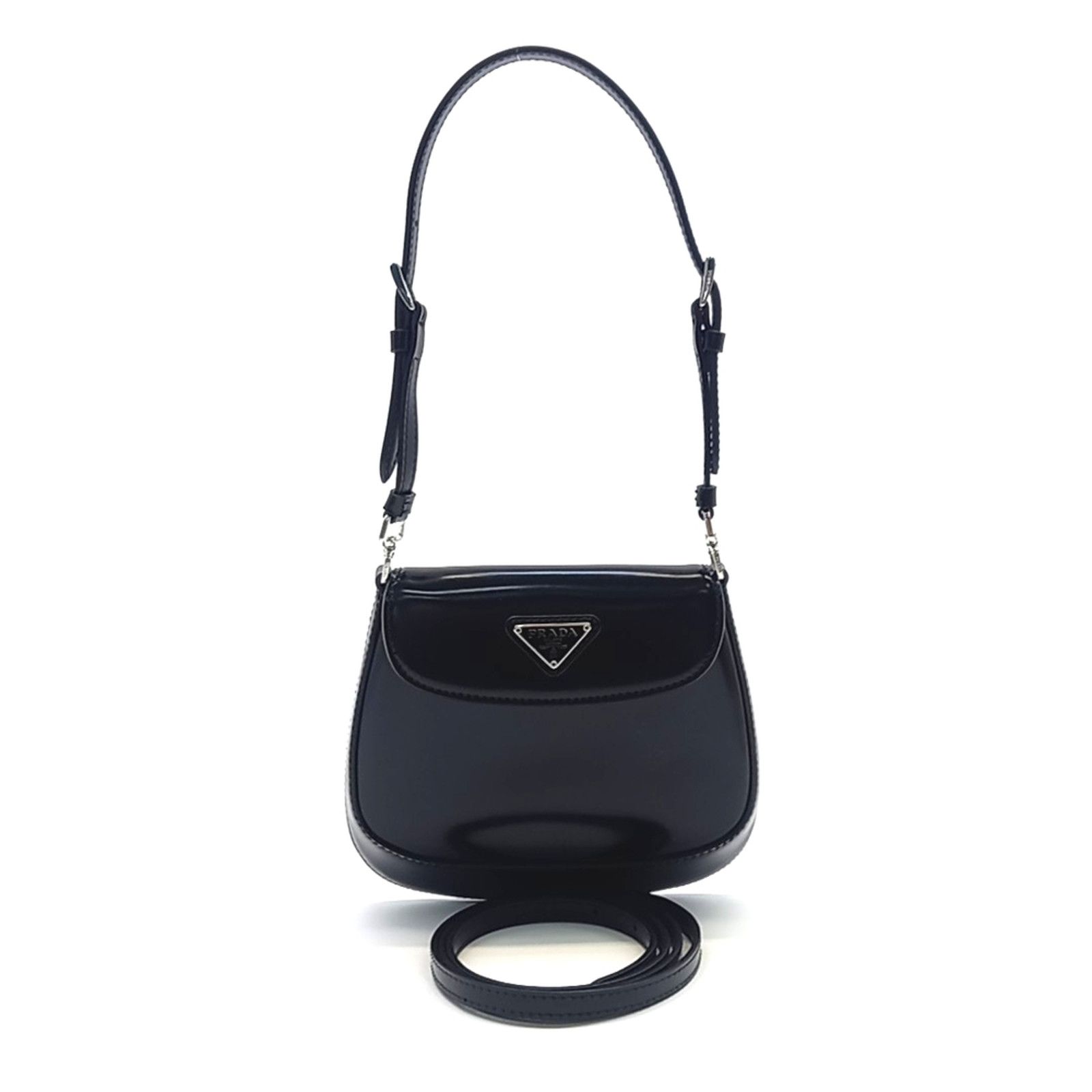 Prada Cleo Brushed Mini Shoulder Bag (10019853) in Black, Women's