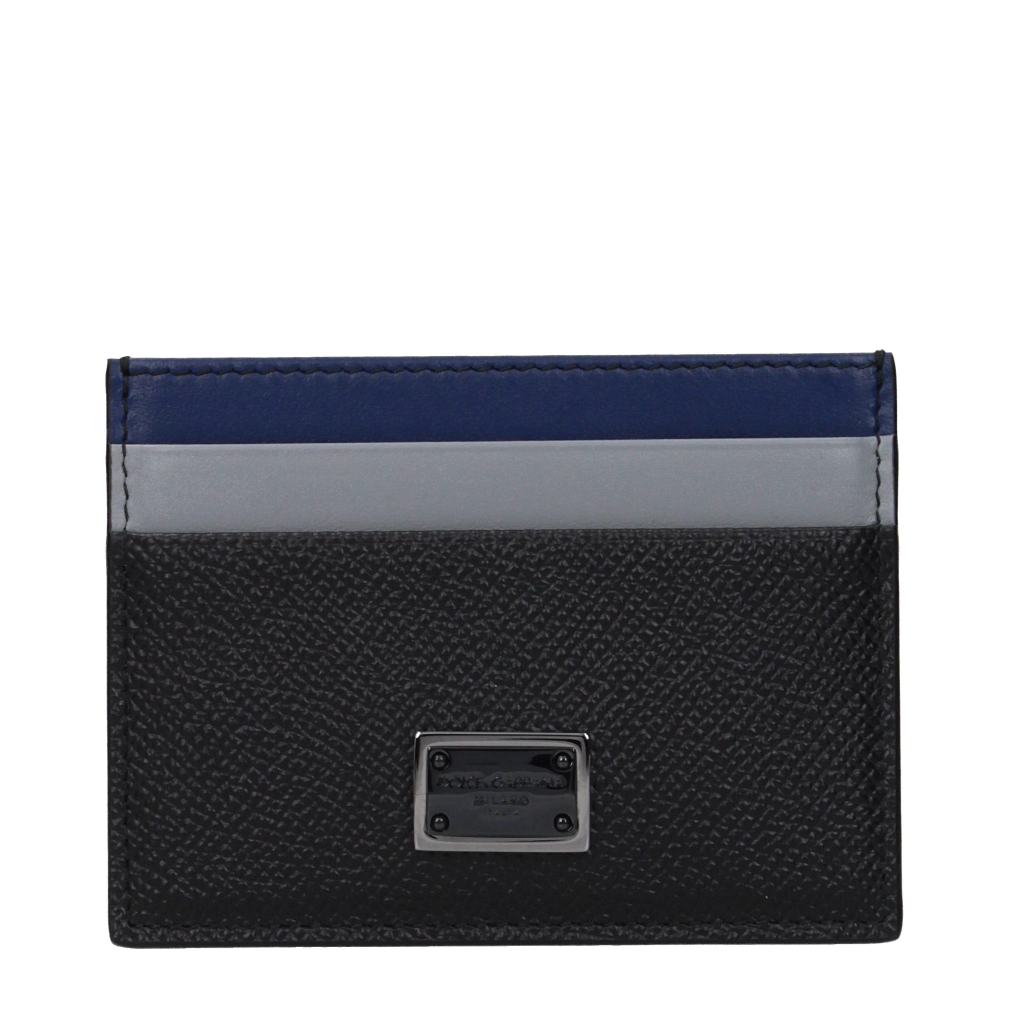 Dolce & Gabbana Dolce&Gabbana Document Holders Men Leather Black/Midnight Blue Size ONE SIZE - 1 Thumbnail