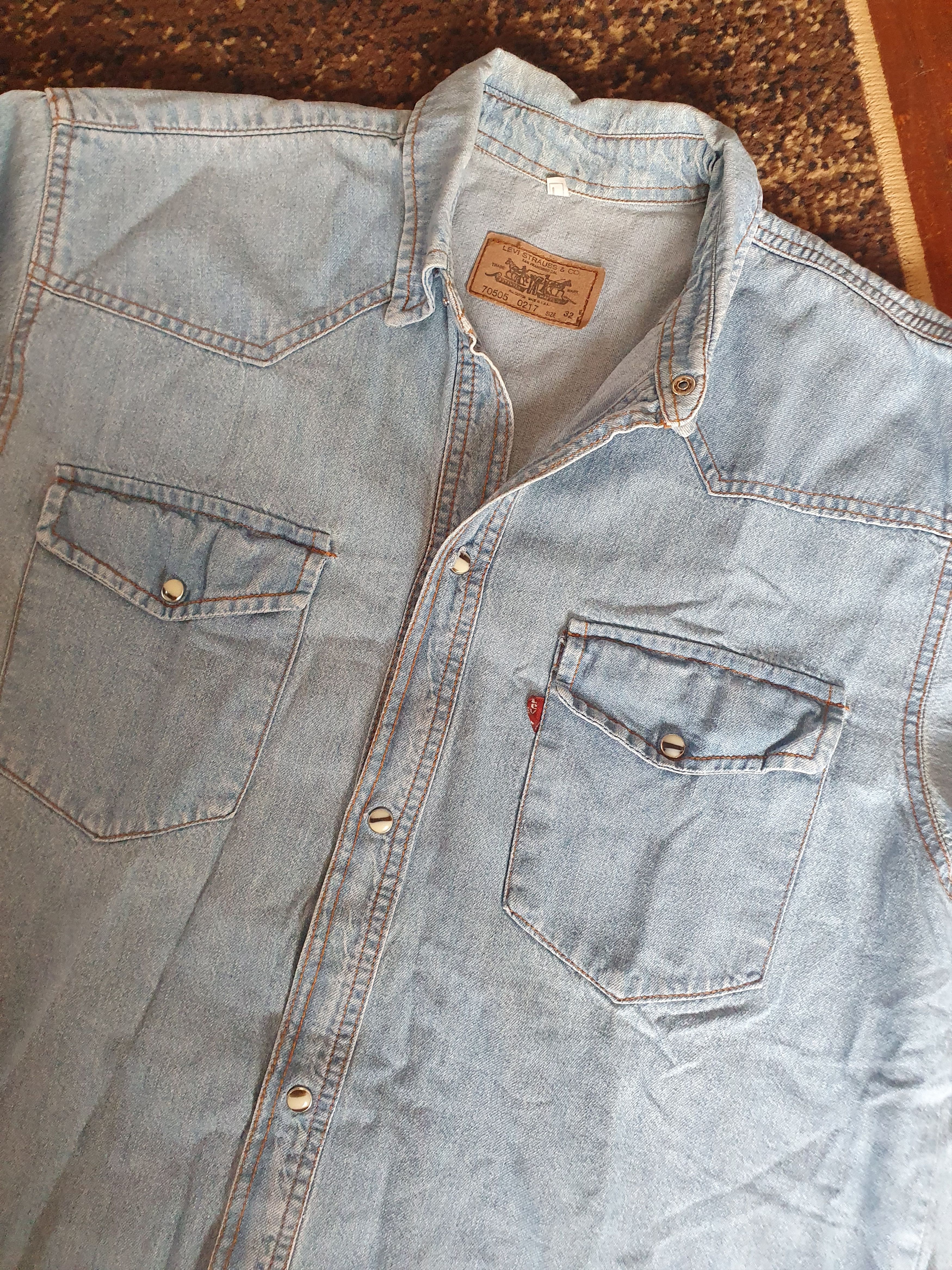 Levi's × Vintage Levis Vtg Made in USA 70505 0217 Pearl Snap Denim shirt sz M Size US M / EU 48-50 / 2 - 2 Thumbnail