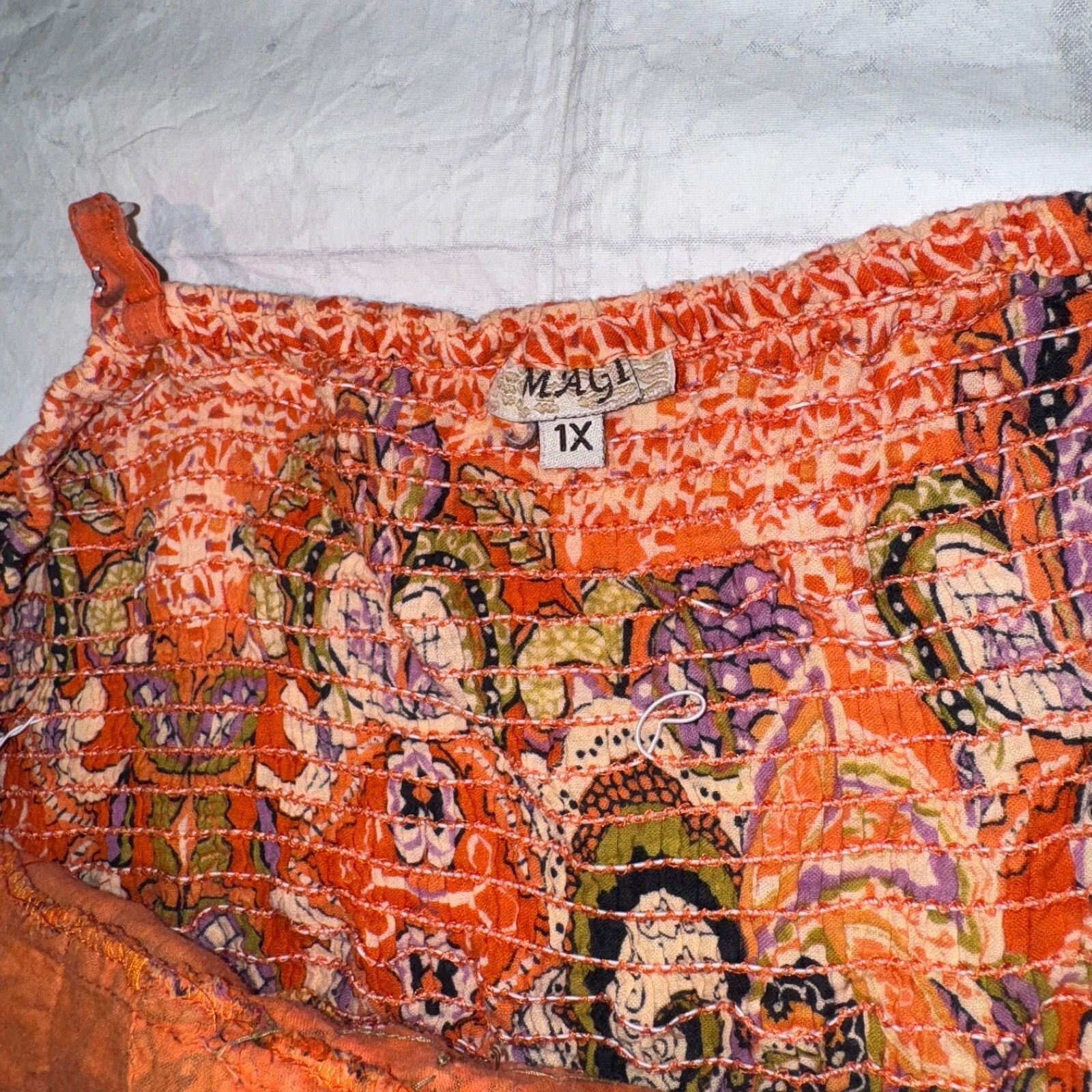 Other Magic Y2K Orange Paisley Sun Dress 1X Studded Sphagetti Stra Size L / US 10 / IT 46 - 5 Thumbnail