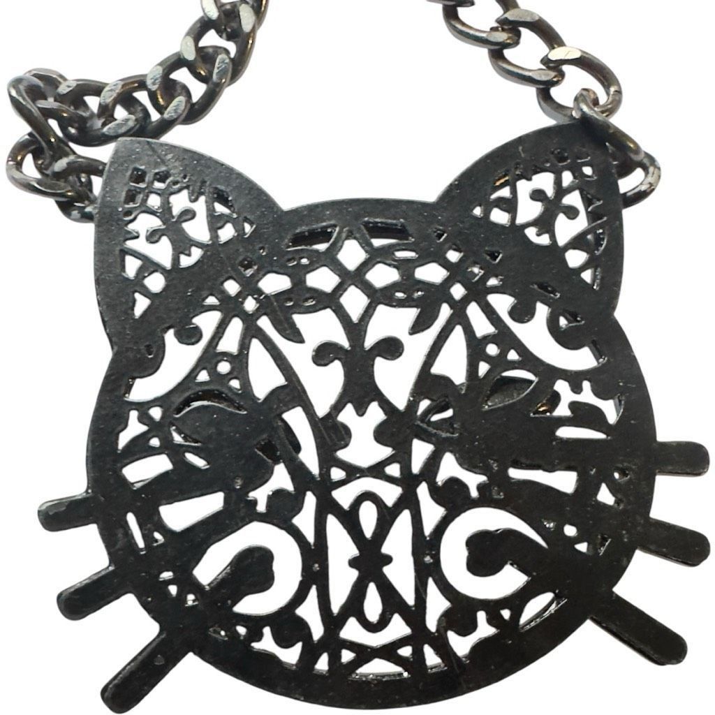 Betsey Johnson BETSY JOHNSON Jewelry Dark Magic Green Blue Eye Black Cat Rhinestone Glitter Sparkly Necklace Size ONE SIZE - 9 Thumbnail